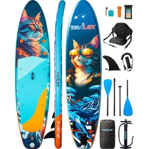 Inflatable Stand Up Paddle Board with Seat, 11' x 33" x 6" Ultra-Wide 2-in-1 SUP Board for Adults, Stable Blow Up Paddleboard Kit with Dual-Blade Paddle