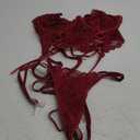 Avidlove Women's Lingerie 4 Piece Garter Lingerie Floral Lace Bra and Panty Sets with Underwire S-XXL (Medium, A-pure Wine Red)