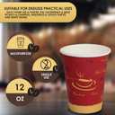 PAMI Hot Coffee 12oz Paper Cups -Disposable Take-Away Coffee Cups For Hot Drinks- Single-Use Paper Glasses For Espresso, Hot Chocolate, Tea- Cute To-Go Hot Beverage Drinking Cups (50 Count)