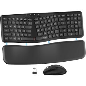 E-YOOSO Ergonomic Wireless Keyboard and Mouse Combo, Split Design with Detachable Wrist Rest, 2.4G Full Size Ergo Computer Keyboard Set for Programmers/Office, Compatible with Windows/Mac/PC/Laptop