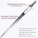 49"/41.5" Medieval Western King Arthur Sword with Leather Sheath Sharp Full Tang Real,High Carbon Steel Two-Handed Long Sword,Historical Collectible/Training/Medieval Decor