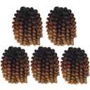 Wand Curl Crochet Braids Hair Jamaican Bounce Crochet Hair 8 Inch Wand Curl Jamaican Braids Ringlet Twist Hair Extension Crochet Hair (5 PCS, 1B/30/27)