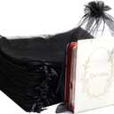 Uigidori 100 Pcs Premium Organza Bags, 8 x 12 Inches Sheer Organza Gift Pouches with Drawstring, Large Mesh Favor Bags for Wedding Favors, Party, Jewelry, Christmas, Makeup Wrapping Supplies (Black)