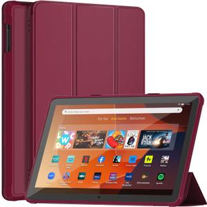 Case for 10.1 Inch Tablet, PU Leather Smart Incompatible with TCL Nokia DJ&RPPQ Dual Angle Stand Cover with Auto Wake/Sleep, Red