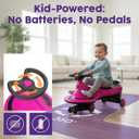 Hurtle Swing Ride On Car, Wiggle Car Toy for Kids, No Pedals, Batteries or Gears, Safe Toddler Ride On Toy with Twist & Go Motion, for Indoor & Outdoor Use, Suitable for Kids Above 3 Years (Pink), Small