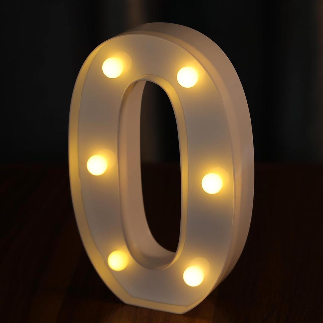 Light Up Numbers, Led Letter Lights 10 Number, Decorative Lighted Letters, Battery Powered Led Marquee Numbers for Party, Bar, Night Light, Home Decor(Number 0)