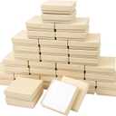 Jewelry Boxes, Cardboard Jewelry Gift Boxes, 40 Pack 3.5x3.5x1 Inch, Bulk Cotton Filled Small Jewelry Boxes with Lids for Necklace Ring Bracelet Earring Display Box (Brown)