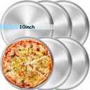 Bakpoco 10-inch Stainless Steel Plates Set, Non-toxic Unbreakable Metal Dishes Plates for kids Toddlers, Lightweight Camping Food Tray, Dishwasher & Oven Safe (Silver - Flat, 10" Round - 6 Packs)