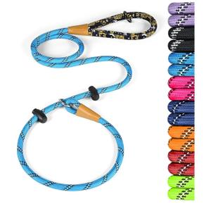 lynxking Slip Lead Dog Leash Reflective, Heavy Duty Comfortable Strong Rope Leash for Large Medium Small Dogs No Pull Training (Light Blue, Large 1/2in x 6ft-Slip Lead)