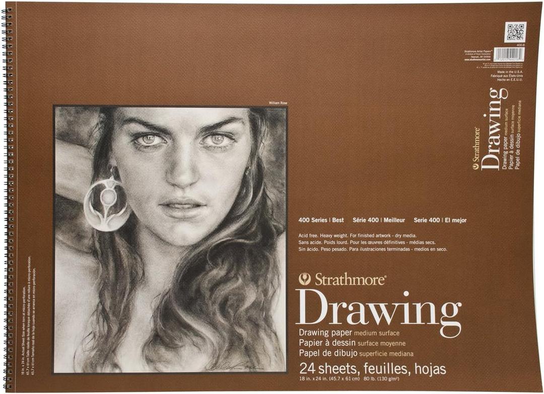 Strathmore 400-8 400 Series Drawing Pad, 18"x24", Ivory/Cream, 24 Sheets, Medium