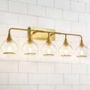 Gold Bathroom Vanity Light 5-Lights Bathroom Light Fixtures Over Mirror with Clear Glass Shade 39.2 inch Wall Sconce Lighting Bath(Exclude E26 Bulb)