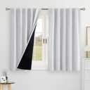BGment 100% Blackout Curtains 40 Inch Length for Cafe, Rod Pocket and Back Tab Double Layer Thermal Insulated Full Room Darkening Bedroom Kitchen Curtains, 2 Window Panels, 42 x 40 Inch, Greyish White