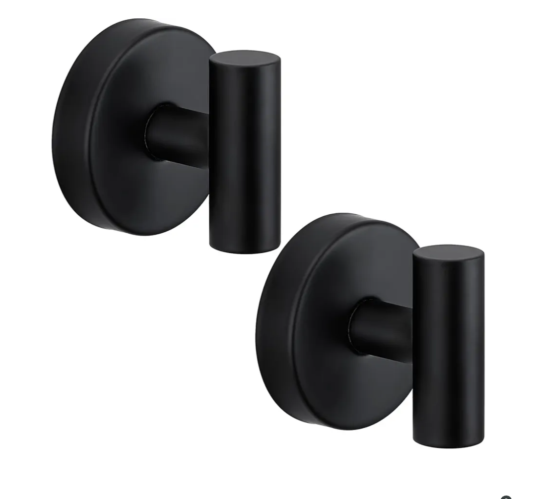 Suction Cup Hooks for Shower - Bathroom Reusable Hooks for Towels, Robes & Loofah - No-Drill Mounting on Kitchen, Walls, Metal, Glass, Mirrors, Tile & Smooth Non-Porous Surfaces Matte Black, 4 Pack