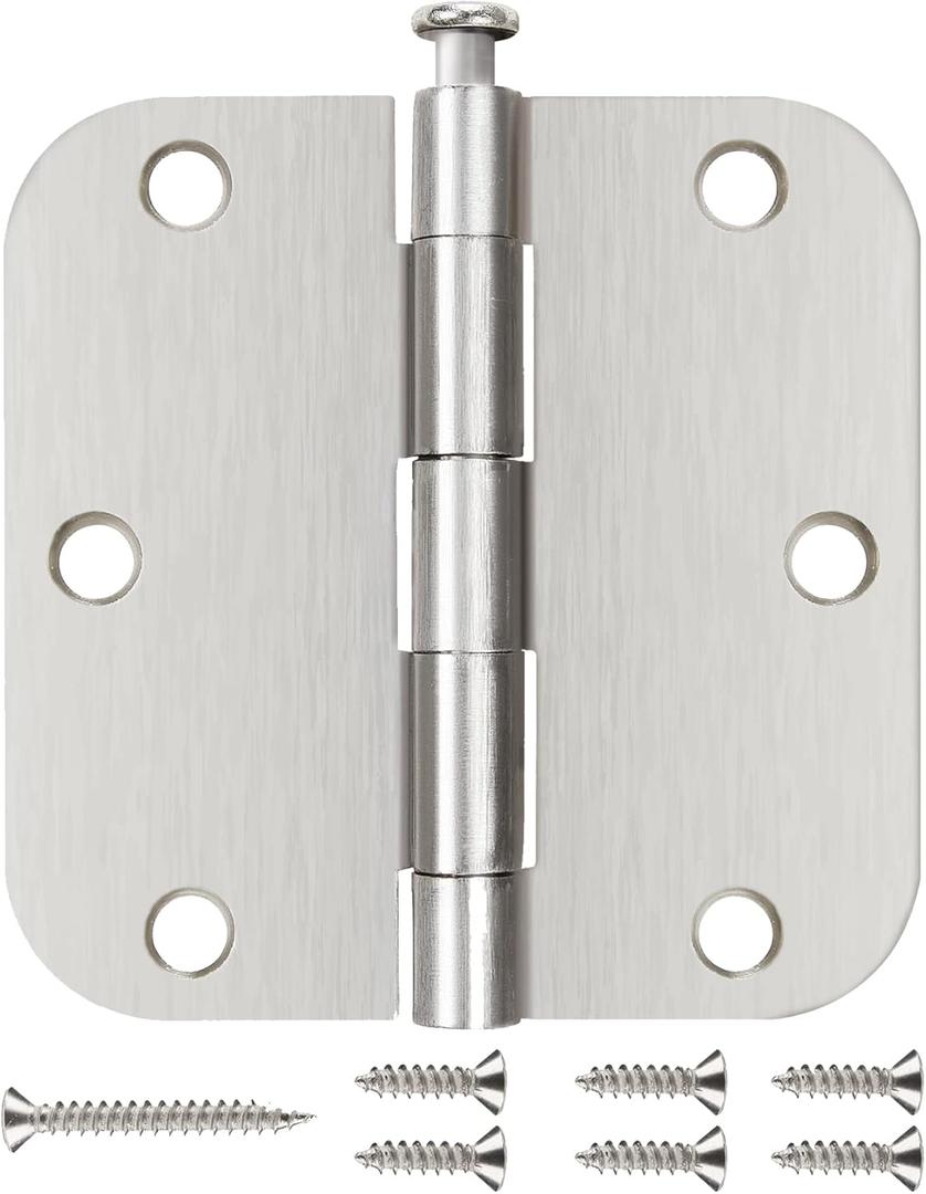 18 Pack Nickel Door Hinges Brushed Nickel 3 1/2 Interior Door Hinges Satin Nickel 3.5 Inch with 5/8 Radius Corners 3 "x 3 " Silver Hardware Controls JIW