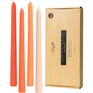 Viyffo Taper Candles 10 Inch Orange Set of 4 Unscented, Dripless, Smokeless Long Tall Tapered Candlesticks Wedding Home Decor Dinner Natural Color Series
