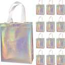12 Pcs Non-woven Reusable Gift Bags With Handles for Party Favor 8W x 4L x10H Size (Iridescent)