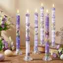 6 Pcs Easter Flameless Candle Set He is Risen LED Flameless Taper Lent Candles with Battery Operated Purple Cross Christian Celebration Candles with Remote for Easter Spring Home Decor Gifts
