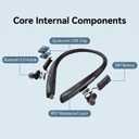 Bluetooth 5.3 Neckband Bluetooth Headphone, Sweat Resistant Noise Cancelling Stereo Headphones, and Retractable Ear Tips for Music, Conference, VideosBright Black