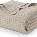 Utopia Bedding Khaki 100% Cotton Waffle Blanket 300 GSM [King - 90x108 Inch] Soft Lightweight Breathable Bed Blanket for All Season