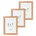 5x7 Wood Picture Frame, Solid Oak 5x7 Photo Frames with Mat to 4x6(Openning Size is 3.6x5.6), 7x5 Natural Oak Frame for Wall and Tabletop Display, Set of 3