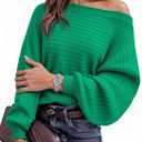 PRETTYGARDEN Fall Sweaters for Women 2025 Oversized Boat Neck Pullover Long Sleeve Knit Tops Cozy Winter Fashion Clothing (Green, L)