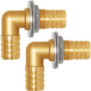 2PCS Solid Brass 90 Elbow Barb Bulkhead Fitting 1/2"OD Barb Coupling Tank Connector Hose Pipe Fitting for Water/Oil/Gas