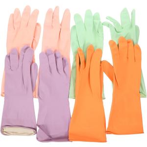 4pairs Reusable Latex Gloves for Kitchen Cleaning for Dishwashing and Household Tasks