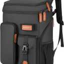 Insulated Cooler Backpack,33 Cans Multifunctional Double Deck Leakproof Cooler Bag with Sternum Strap,Large Capacity Lightweight Travel Camping Beach Backpack (Black)