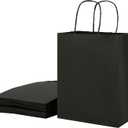 SUNCOLOR 25-Pack Black Gift Bags with Handles  8"x4.5"x10" Medium Goodie Bags for Party Favors, Retail, Halloween & Weddings