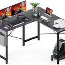 DUMOS L Shaped Desk Computer Gaming Corner Table 50 Inch Home Office Writing Student Work PC Workstation with Side Storage Bag CPU Stand for Bedroom Small Spaces