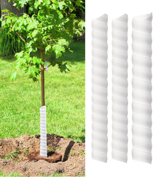 3 Pcs Tree Trunk Protector2 Size Plastic Spiral Tree Guard Tree Trunk Protector Wrap Tree Bark Protector Tube Tree Wraps to Protect Bark Tree Saplings from Deer Cats Rodents Rabbit Mowers (White)