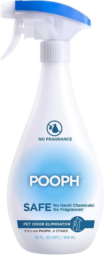 POOPH Pet Odor Eliminator Spray, 32 fl oz
Unscented pet odor eliminator spray for home surfaces, upholstery, furniture, and vehicles