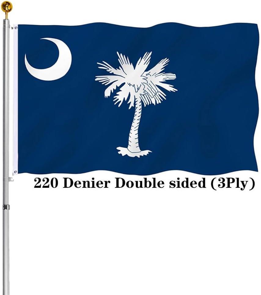Embroidery Double Sided South Canrolina Flag 3x5 Outdoor- 340D Heavy Duty SC Canrolina Flags Canvas Header with 2 Brass Grommets Easy to Rising
