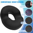 BlissTrends Donut Pillow Seat Cushion,Donut Chair Cushions for Postpartum Pregnancy & Hemorrhoids,Tailbone Pain Relief Cushion,Memory Foam Lifting Cushions for Office&Home Chairs (Black) (Large)