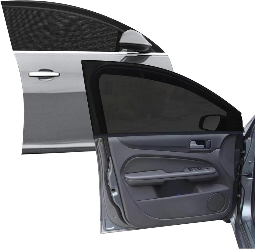 Car Front Window Screen up to 23"x43", Elastic Mesh Car Sun Shade fit for Medium and Large SUV  (Neutral)