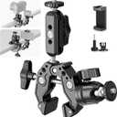 NEEWER Super Clamp with 3" Dual Ballhead Magic Arm, Ball Head Adapter, Cold Shoe, Phone Holder, Action Camera Clamp Mount for Flat/Round Surface Compatible with GoPro DJI iPhone 15 Pro Max, ST85
