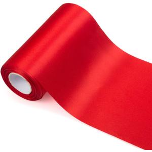 8 inch Wide Red Satin Ribbon Roll - 24.1 Yard Long Bulk for Christmas Holiday Decorative, Wedding Birthday Ceremonial, Gift Wrapping, Ribbons Cutting, Chair Sashes, Indoor and Outdoor Embellish (03) Red 7.9 in x 72.3 ft)
