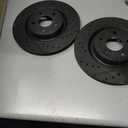 R1 Concepts Front Brakes and Rotors| Front Drilled Slotted Brake Rotors| Front Disc Brake Rotors| Fits 2004-2008 Acura TL