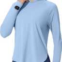 Women's UPF 50+ Sun Shirt with Hoodie SPF Long Sleeve UV Protection Clothing Lightweight Fishing Hiking Outdoor (Blue, M)