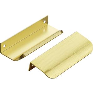 Ravinte Hardware 12 Pack Gold Cabinet Handles, 4 Inch (102mm) Finger Edge Pulls, 3 Inch Hole Center, Finger Pulls for Cabinets