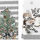 Artoid Mode Xmas Tree Snowman Winter Kitchen Towels Dish Towels, 18x26 Inch Holiday Let It Snow Christmas Decoration Hand Towels Set of 2