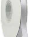 Silver Ribbon 3/8 Inch x 50 Yards Satin Ribbon Continuous, Single Face, for Crafts, Gift Wrapping, Floral Bouquet, Weddings, and Decorations, with Spool
