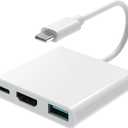 AIRSKY USB-C Digital Av Multiport Adapter, USB C to HDMI Adapter for iPhone 15/16 to TV with Fast Charging Port Two-Way, USB3.1 and 4K HDMI Output Compatible with Iphone15 / 16 Ipad pro Mackbook Pro (white3in1USB C to HDMI Adapter)
