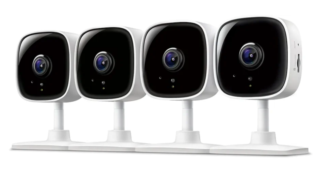 Tapo 1080P Indoor Wired Security Camera - Works as a Baby & Pet Monitor, Motion Detection, 2-Way Audio, Siren, Night Vision, Subscription-Free Local or Optional Cloud, Works with Alexa, C100(4-Pack)