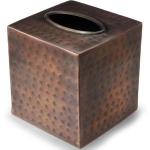 Monarch Abode Hand Hammered Tissue Box Cover Square, Antique Copper Tissue Holder for Bathroom, Square Metal Dresser Accessories for Home & Office, Decorative Tissue Box Holder, Antique Copper Finish