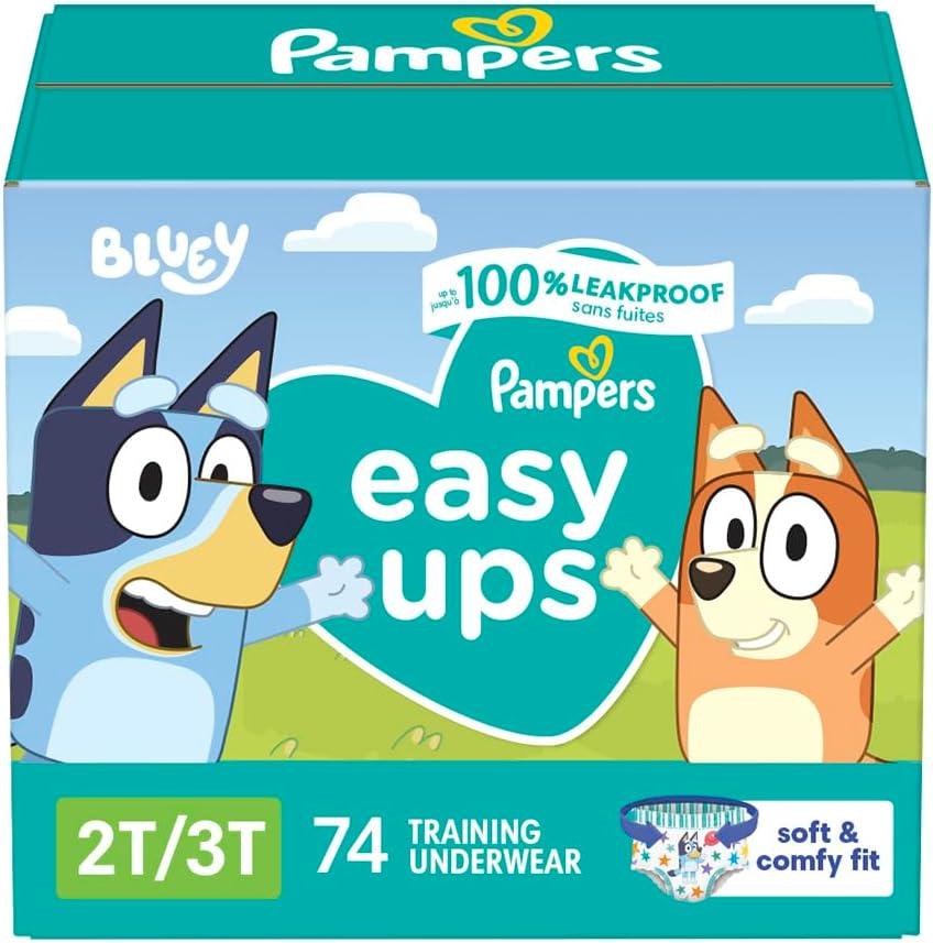 Pampers Training Pants - Easy Ups Boys & Girls Bluey - Size 2T-3T, 74 Count, Children's Potty Underwear
