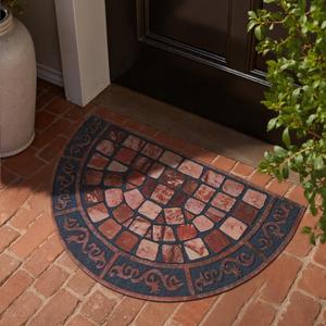 Half Circle Doormat Brick Print Absorbent Rug 18x30 Inch Indoor Outside Entryway Heavy Duty Non Slip Front Door Mat