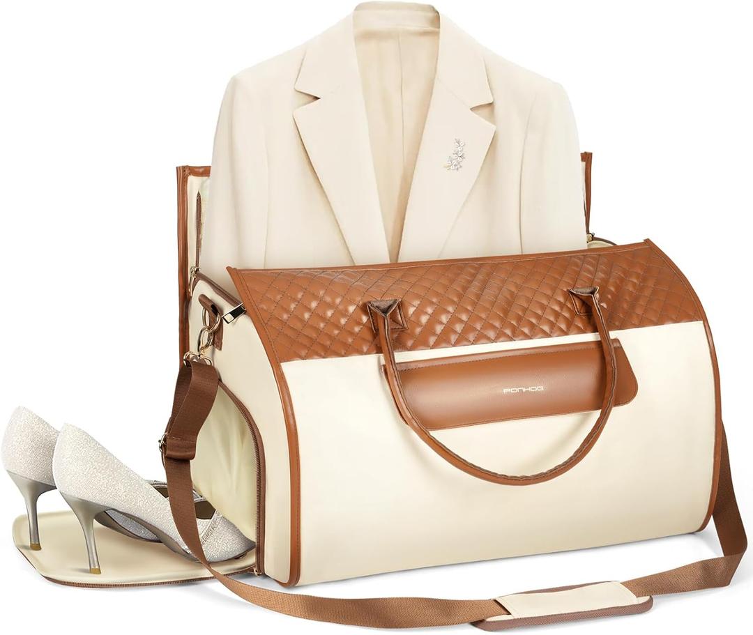 Garment Bag for Travel - 2 in 1 Convertible Travel Duffle Garment Bag with Shoe Compartment Shoulder Strap Water-resistant Suit Bag for Weekender Suit Wedding Dress