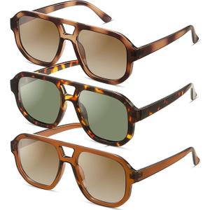 livho Trendy Polarized Square Aviator Sunglasses Women Men Square Eyewear Frame, Retro Sun Glasses for Women Men 2025 Shades
 8 Pack