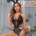 txsrbsj Sexy Lingerie for Women Lace Teddy Bodysuit Lingerie One-Piece High Cut Sex Women's Lingerie Outfits (Black, S)